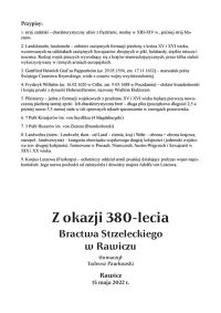 Scenariusz obchodów 250. rocznicy Bractwa Strzeleckiego w Rawiczu